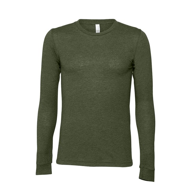 Bella + Canvas - Camiseta de Manga Larga para Adultos Unisex (Verde Militar)