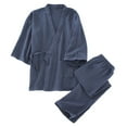 thumbnail image 2 of Kureaily Men's Japanese Kimono Pajamas Spring And Fall Washed Crepe Loungewear Set Loose Fitting Pajama Pants Sleepwear, 2 of 9