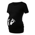 thumbnail image 4 of Casual Pregnant Women Clothes Women Maternity Short Sleeve Baby Feet Heart Print T-Shirt Cartoon Graphic Tops, 4 of 9