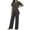 Dark Gray#womens short sets 2 piece outfits, variant on Womens Travel Sets 2 Piece Outfits Summer Short Sleeve Irregular Blouse Matching Set Mother of The Bride Pant Vacation Suit Blue,XL