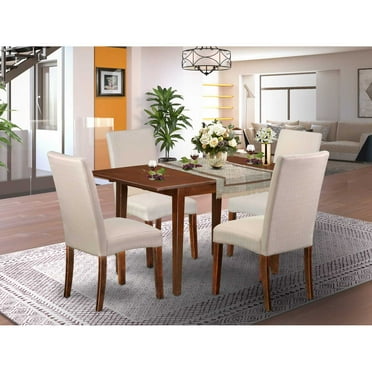East West Furniture Norfolk 5-piece Wood Dining Set in Mahogany/Cream