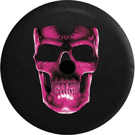 2018 2019 Wrangler JL Backup Camera 3D Cracked Grinning Skull Almost Glowing Pink Spare Tire Cover for Jeep RV 32 (Best 3d Camera 2019)