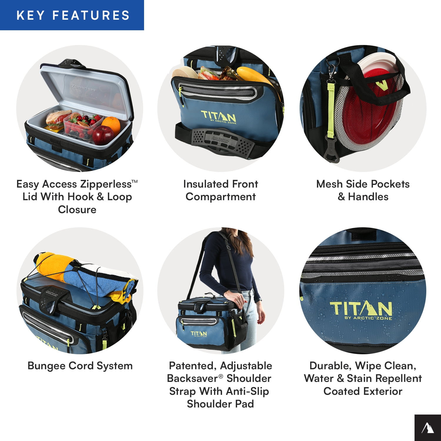 Titan by Arctic Zone 30 Can Zipperless Soft Cooler, Marine Blue