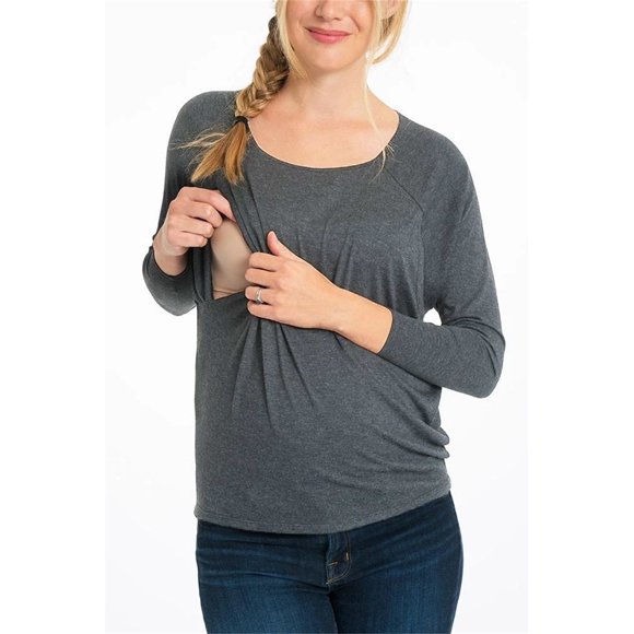 Cameland Women Maternity Shirts Long Sleeve Fall Winter Breastfeeding Nursing Tops Pregnancy Casual Round Neck T Shirt