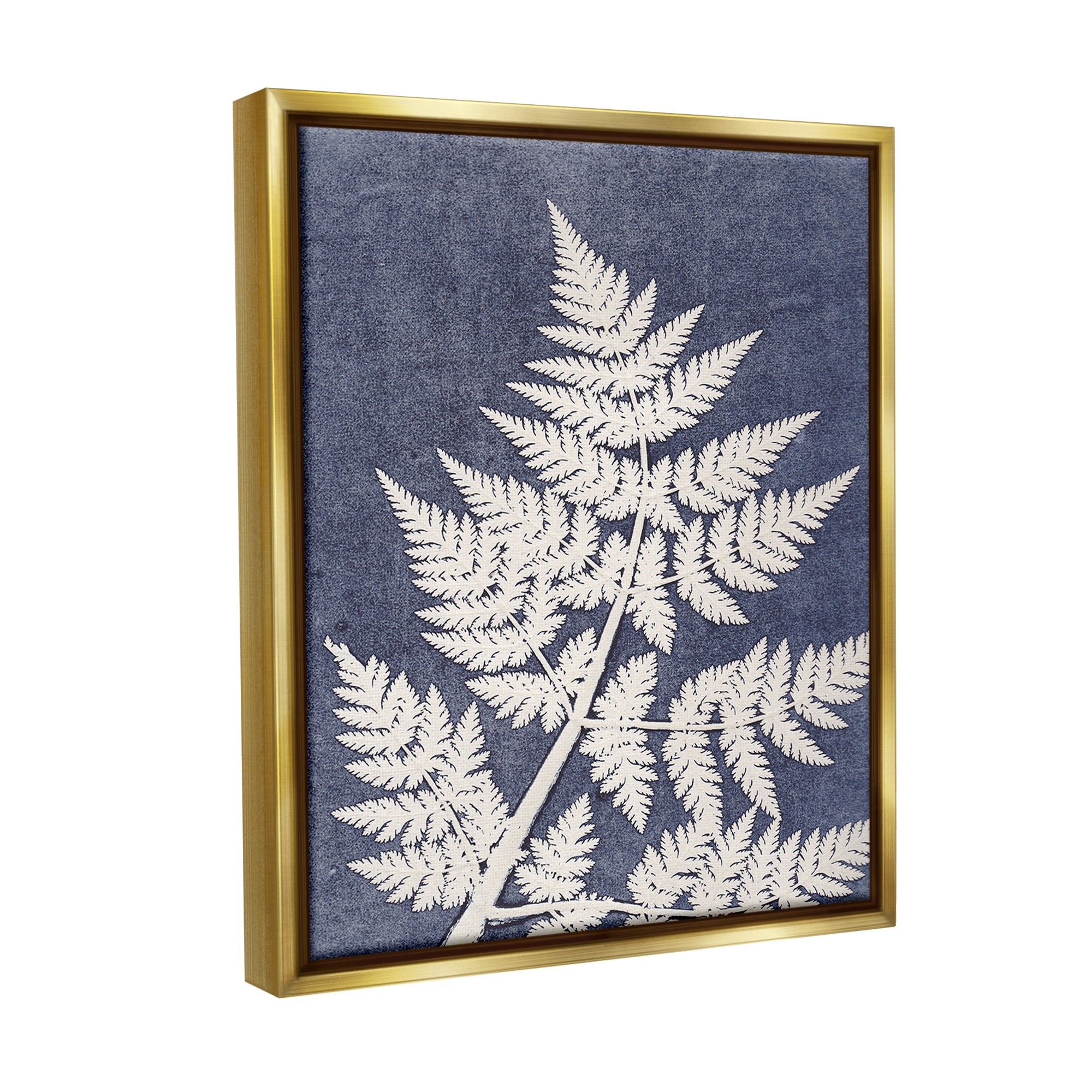 Stupell Industries Forest Fern Silhouette Botanical & Floral Painting Gold Floater Framed Canvas Art Print Wall Art, 17 x 21