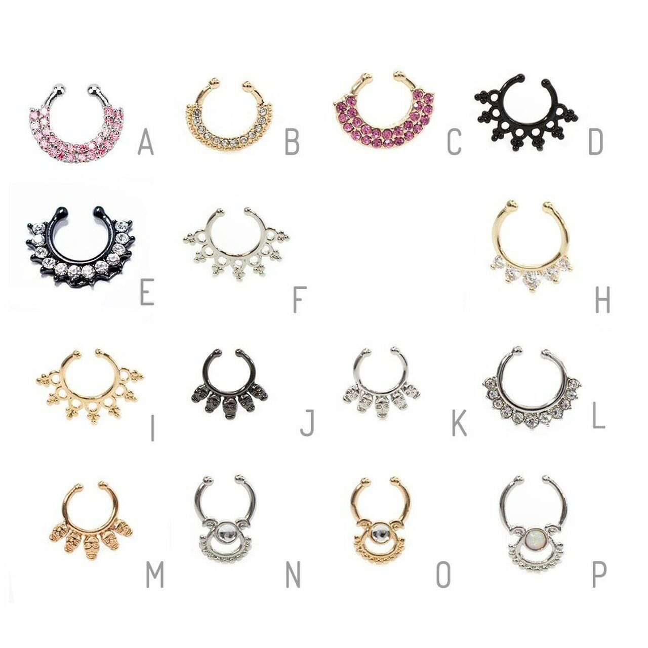 QWALIT Fake Septum Jewelry Faux Septum Rings Hoop Face Septum Hoops Surgical Stainless Steel Non Piercing Septum Nose Rings for Men Women Silver Black Rose Gold Rainbow 8mm 10mm 