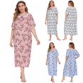 thumbnail image 5 of Chemise de Nuit Longue à Imprimé pour Femmes Grande Taille, Printemps et Automne, TG à 10TG, 5 of 5