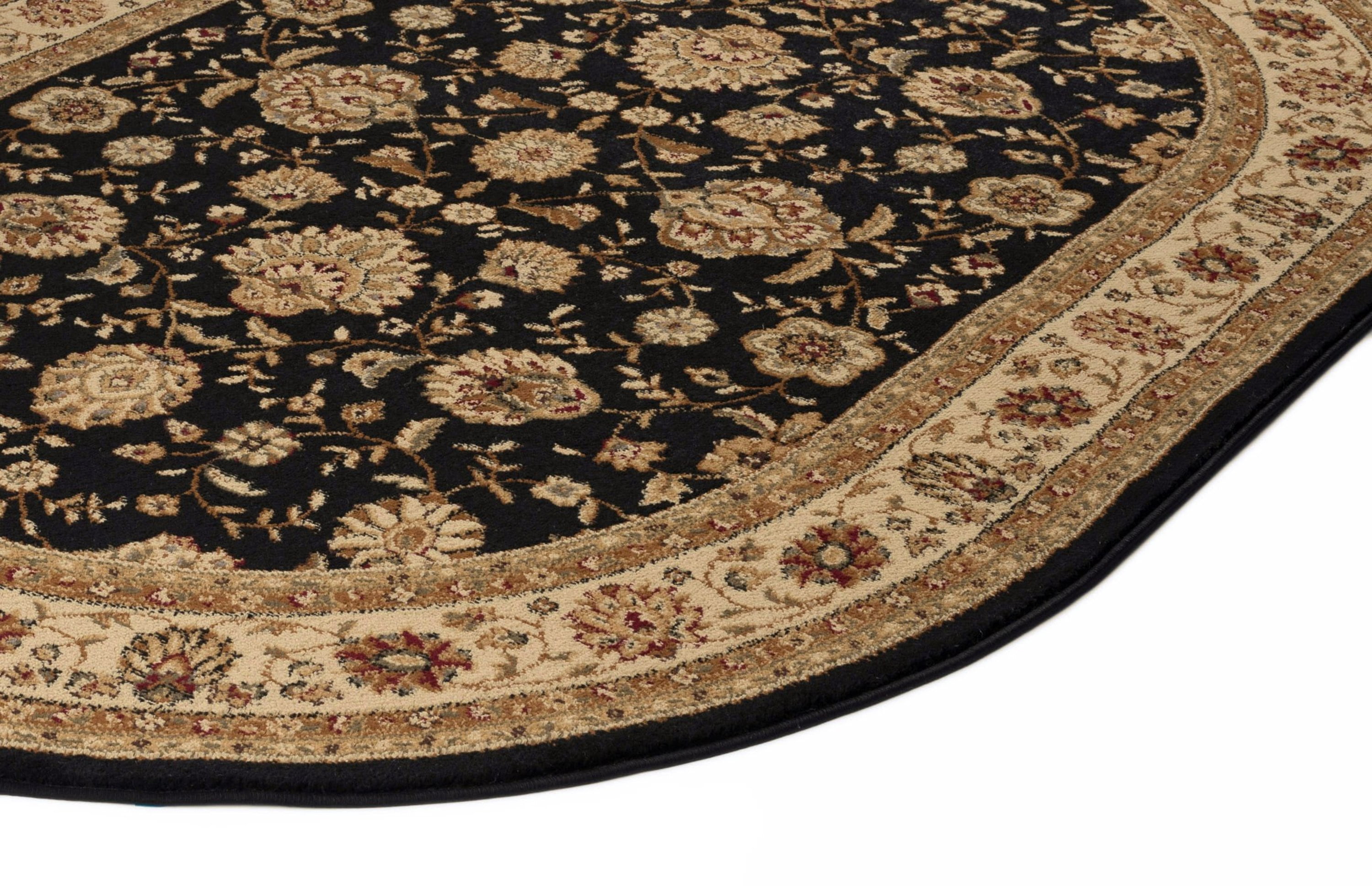 Traditional Area Rug (5'3'' x 7'3'' Oval) Floral Black, Beige Living Room Easy to Clean