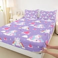 thumbnail image 4 of Metsweet Cartoon Unicorn Queen Sheets 4 Pieces, Princess Castle Rainbow Queen Sheet Sets,1 Fitted Sheet, 1 Flat Sheet and 2 Pillowcases, 4 of 5