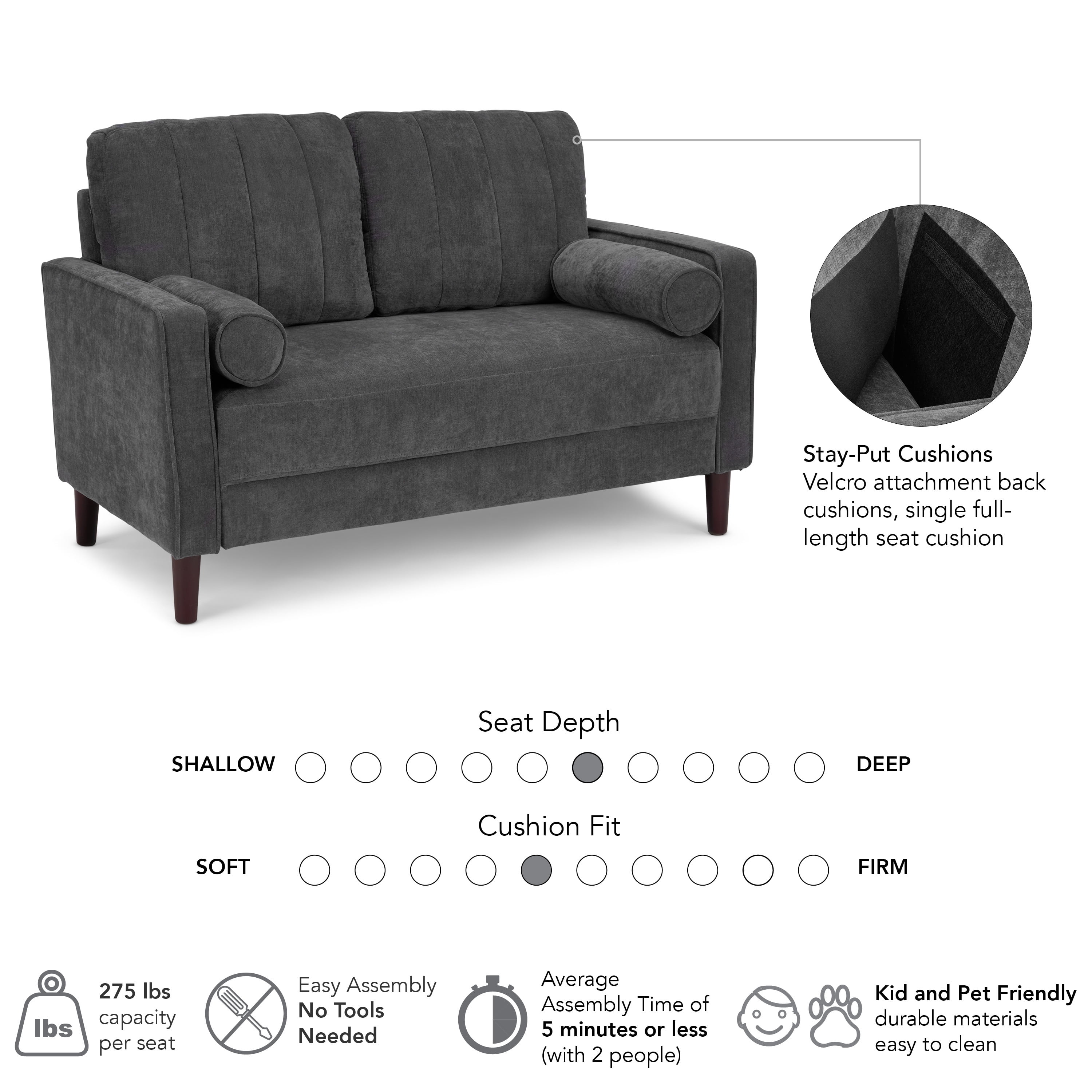 Bush Home Max 54W Loveseat in Iron Gray Chenille Fabric