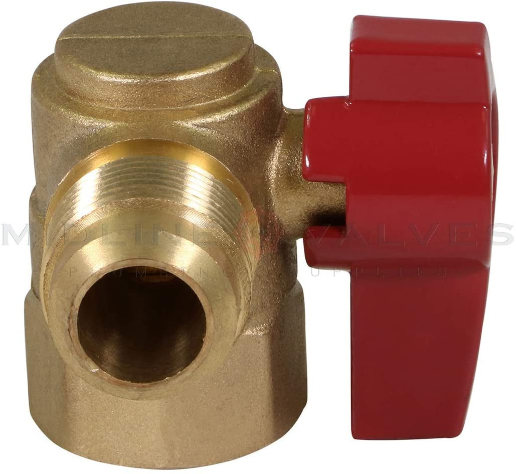 Midline Valve LxFA3458GAS-5 Angle Gas Ball Valve, with 5/8 in. x 3/4 in. Flare x FIP Connections, Brass (Pack of 5)