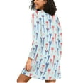 thumbnail image 2 of joogoo Red Bows Blue Women's Long Sleeve Nightgown Sleepwear L, 2 of 8