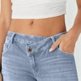 thumbnail image 7 of Women's Fashionable Versatile Asymmetric Low Waist Loose Fit Casual Jeans, Distressed Denim Pants for Women, Baggy Boyfriend Jeans, Stretch Comfort,Light Blue,XL, 7 of 7