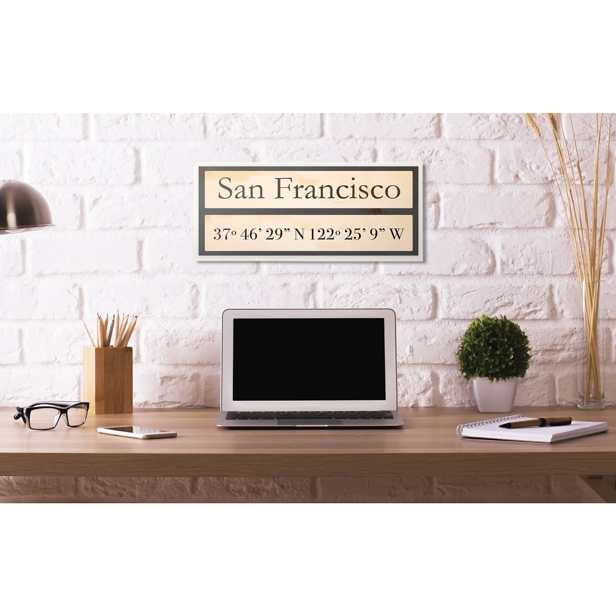 Stupell Industries Wood City Coordinates San Francisco Town & City Painting Unframed Art Print Wall Art, 7 x 17