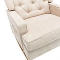 thumbnail image 5 of Upholstered Rocking Chair with Armrest Design, Teddy Fabric Glider Rocker Armchair Lounge Chair with Padded Cusion & Pockets, High-Back Single Sofa Accent Chair with Solid Wood Base, Beige, 5 of 7