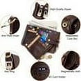 thumbnail image 4 of Estrela Cartera para hombre con protección RFID, cartera de piel con cadena, doble pliegue, con compartimento para monedas, cartera con cremallera, 16 ranuras para tarjetas, cartera (café), 4 of 6