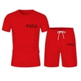 thumbnail image 5 of Paris Letter Graphic Short Sets for Men Crewneck T Shirt and Shorts 2 Piece Matching Set Mens Summer Outfits, 5 of 5