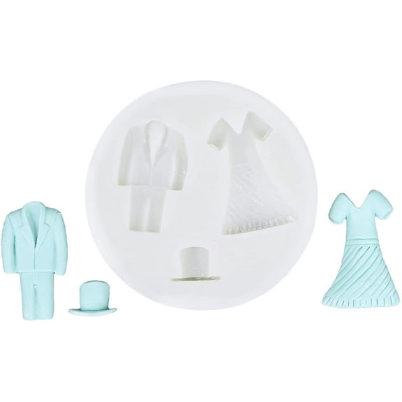 O'Creme Silicone Fondant Mold, Top Hat, Suit and Gown
