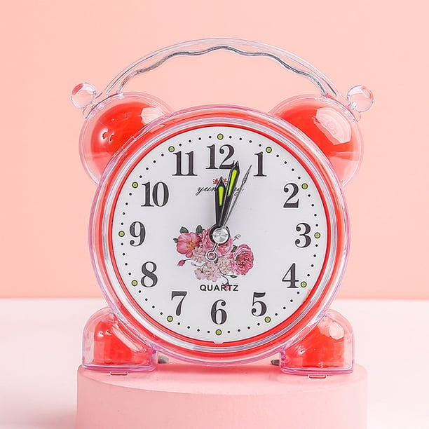 Reloj analógico YOTQUSKI, despertador analógico, reloj de escritorio analógico, reloj pequeño súper silencioso sin tictac, funciona con pilas, fácil de configurar para oficina, dormitorio, mesita de