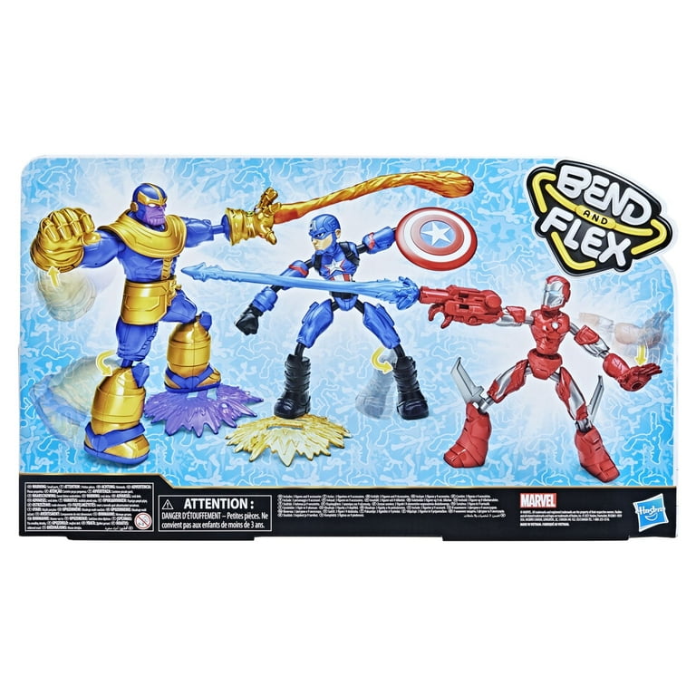 Marvel Avengers Bend and Flex Iron Man Captain America and Thanos Kids Toy Action Figure for Boys and Girls Ages 4 5 6 7 8 and Up