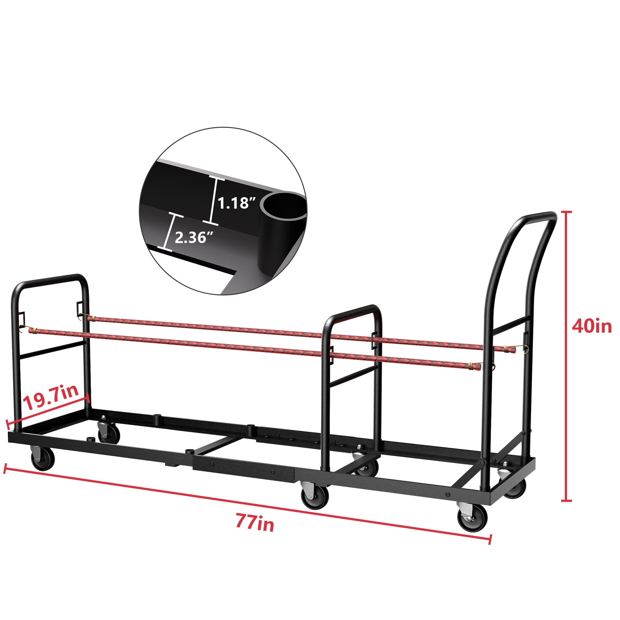 HOHYN Industrial Folding Chair Hand Truck | 6-Wheel Stability System, 2000LB Load Rating, All-Terrain Mobility | Perfect for Event Venues, Banquet Halls and Hospitality Use