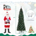 thumbnail image 3 of Costway 8 FT Pre-Lit Christmas Tree Slim Pencil Hinged with 420 Lights & 1168 Branch Tips, 3 of 10