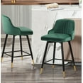 thumbnail image 7 of Swivel Bar Stool with Low Back Set of 2, 26 Inch Counter Bar Height Stool Velvet Upholstered Armless Heavy Duty Bar Chair for Kitchen Island Dining Room, Green, 7 of 7