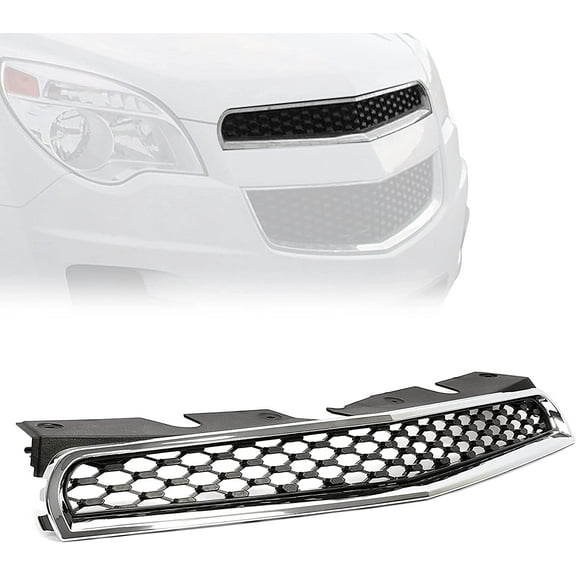 Kojem Front Upper Chrome Grille Assembly Shell w/ Black Insert for 2010-2015 Chevrolet Chevy Equinox Replaces 25798744/ GM1200622