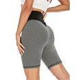 thumbnail image 2 of FANNYC Women's High-Waist Yoga Shorts Elastic Sports Half Pants Control Abdominal Butt Lift Workout Shorts Slim Gym Running Shorts, Gray/Black&White/Color Blue/Rose Red/Green/Black Gray, 2 of 7