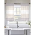 thumbnail image 6 of Gray Beige Stripe Semi Sheer Curtains 54 Inch Length 2 Panels Set, Modern Art Horizontal Striped Sheer Kitchen Curtain Privacy Voile Window Curtain for Living Room Bedroom Rod Pocket Drapes, 6 of 7