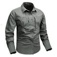 thumbnail image 2 of ZVNAΖH Mens Button Down Long Sleeve Work Shirts, Quick Dry, Sun Protection, Hidden Zipper Pocket, Outdoor Hiking Cargo Shirts, 2 of 4