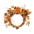thumbnail image 2 of Corona de Halloween, decoración de cinta de calabaza, adorno para puerta, corona iluminada, 2 of 3