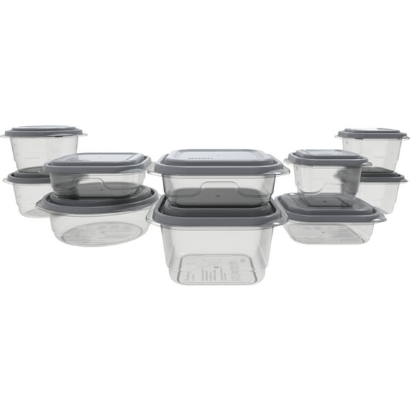 GoodCook EveryWare Set of 10 BPA-Free Food Storage Containers with Lids, Variety Pack, Clear/Grey