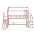 thumbnail image 4 of Bellemave Loft Bed with Slide and Stairs, Twin Size House Bed with Storage Shelves,Metal Playhouse Loft Beds Frame with Large Space Underneath（Pink), 4 of 9