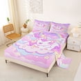 thumbnail image 2 of Erosebridal Kawaii Cute Unicorn Full Size Sheets，Pink Clouds Cute Stars Bed Sheets For Kids Girls 4pcs, 2 of 6