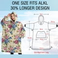 thumbnail image 4 of Oversized Wearable Blanket Hoodie,Pioneer Flower Floral Print Pattern Sherpa Blanket Hoodie with Super Pockets,Super Warm Fuzzy Pullover for Women & Men, 4 of 6