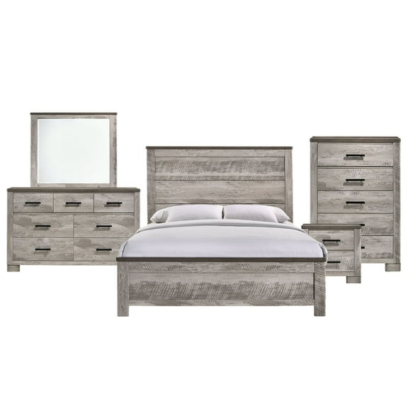 Picket House Furnishings Adam Full Panel 5PC Bedroom Set in Gray
