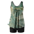 thumbnail image 5 of KIHOUT Women's Plus Size Green Marble Print Tankini Swimsuit Set | High Waisted Boyshorts with Removable Padded Cups | Conservative Bathing Suit, 5 of 6