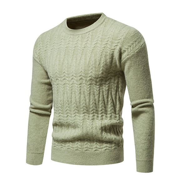 IROINNID Men's Sweater Round Neck Long Sleeve Jumper Mid-Length Solid Color Knit Pullover Spring And Autumn Youth wear Slim Fit Sweater Bottoming Shirt Large Size Sweater