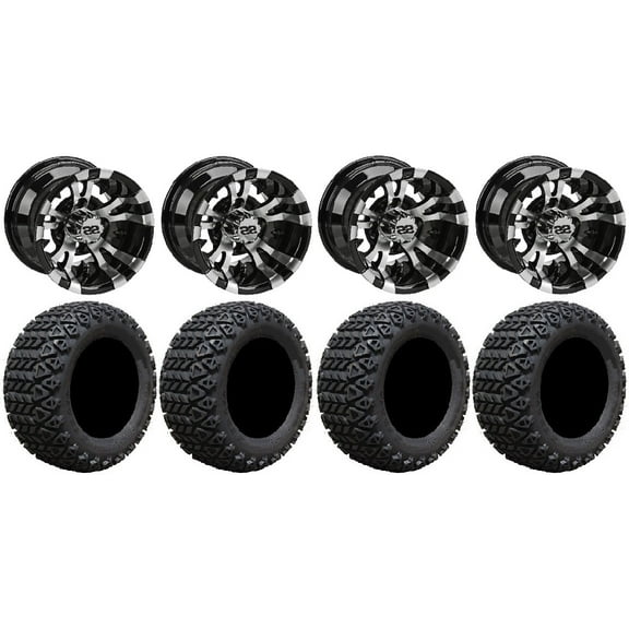 LSI Warlock 10" Black Golf Wheels 20x10-10 X-Trail Tires E-Z-GO & Club Car
