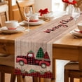 thumbnail image 5 of Red Plaid Christmas Table Runner 72 Inches Long Farmhouse Dress Scarves, Truck Xmas Tree Vintage Winter Wooden Dining Tablerunner for Coffee Table/Kitchen Island/Party Décor, 13" x 72", 5 of 8