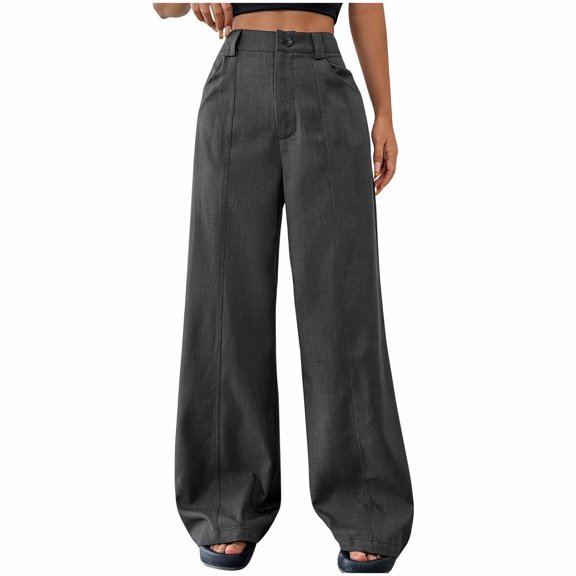 Dress Pants Women Sevevn Women's Elastic High Waisted Work Pants Straight Leg Dressy Business Casual Trousers Slacks Pockets