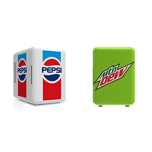 CURTIS MIS138PEP Pepsi Logo Rétro, Mini Réfrigérateur Personnel Compact Portable, Blanc & amp; Rosée de Montagne MIS134MD, 4 L Capacité de Refroidissement Six Canettes de 12 oz, Citron Vert