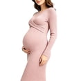 thumbnail image 5 of Taqqpue Women's Maternity Dress Plus Size Maxi Dress Fall Long Sleeve Ruched Pregnancy Clothes for Women, 5 of 8