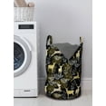 thumbnail image 3 of Christmas Laundry Bag, Nature Woodland and Deer Silhouettes with Oriental Ornaments Design, Hamper Basket with Handles Drawstring Closure for Laundromats, 13" x 19", Yellow White Black, by Ambesonne, 3 of 4