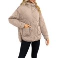 thumbnail image 2 of Winter Women Long Sleeve Zipper Quilted Coat Casual Loose Lightweight Hooded Puffer Jacket with Pocket, 2 of 6