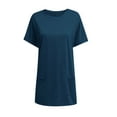 thumbnail image 5 of Holzkary Womens Tunic Tops for Leggings Summer Short Sleeve Casual Long T Shirts Fashion Oversized Crew Neck Tops with Pockets 2025 New Navy M, 5 of 6