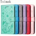 thumbnail image 3 of Tsimak Étui Portefeuille en Cuir pour iPhone 11 12 13 14 15 Pro Max TP Max XR X 13 Mini 6 6S 7 8 Plus SE 2 3, Étui à Rabat Résistant aux Rayures avec Fentes pour Cartes, Design de Chat Mignon, 3 of 5