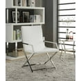 thumbnail image 2 of Chaise d'appoint et coussin Rafael d'ACME en polyuréthane blanc et acier inoxydable, 2 of 3