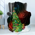 thumbnail image 4 of Christmas Soft Flannel Fleece Blanket, Colorful Funny Designed Xmas Tree Abstract Backdrop with Stars Presents Cartoon, Cozy Plush for Indoor and Outdoor Use, 60" x 80", Multicolor, by Ambesonne, 4 of 5